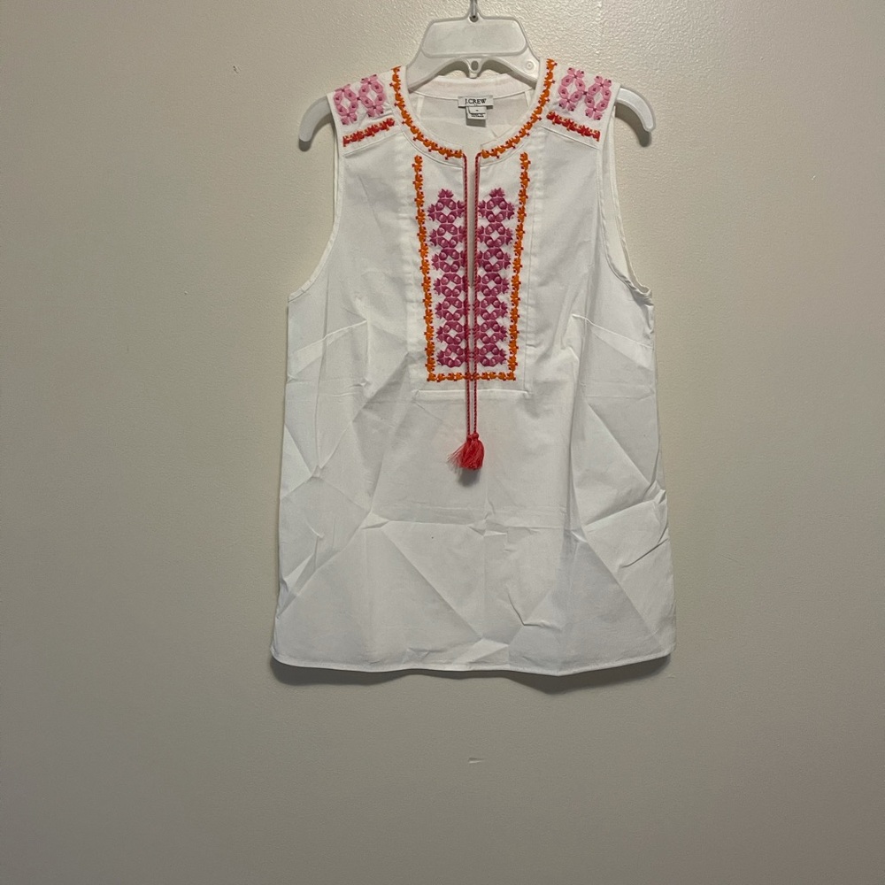 J Crew EMBROIDERED POPLIN TANK - Picture 2 of 4
